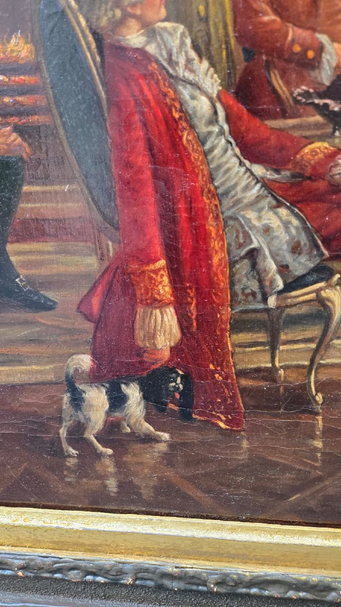 18th Century Salon Scene – Important Oil On Canvas.-photo-1