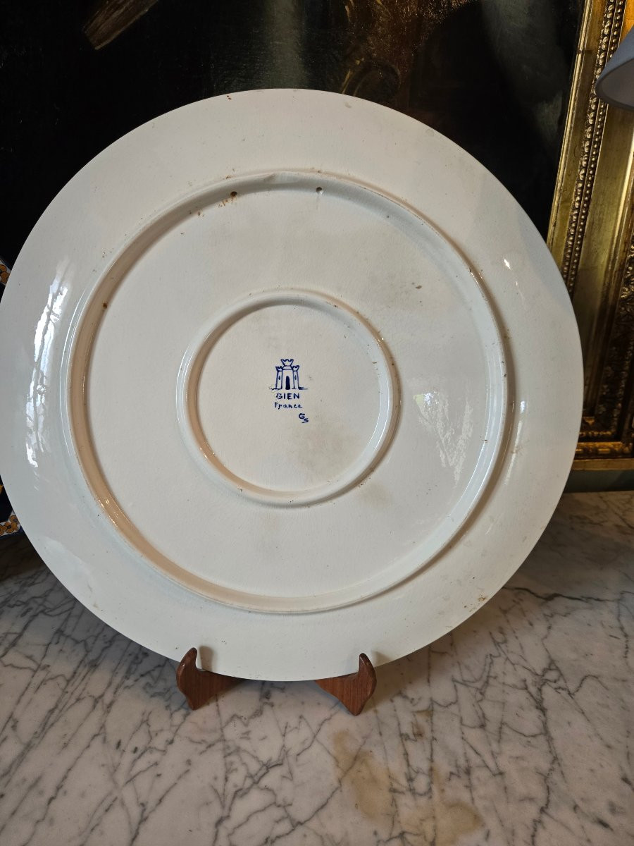 Grand Plat Décoratif Rond En Faïence De Gien – Vers 1945.-photo-2
