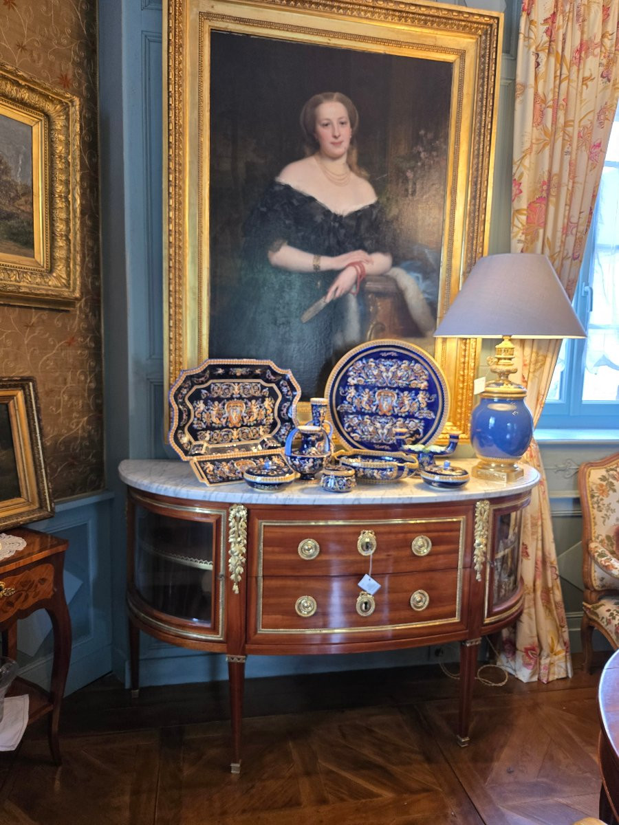 Grand Plat En Faïence De Gien à Décor Néo-renaissance, France, Seconde Moitié Du XXe Siècle  -photo-6