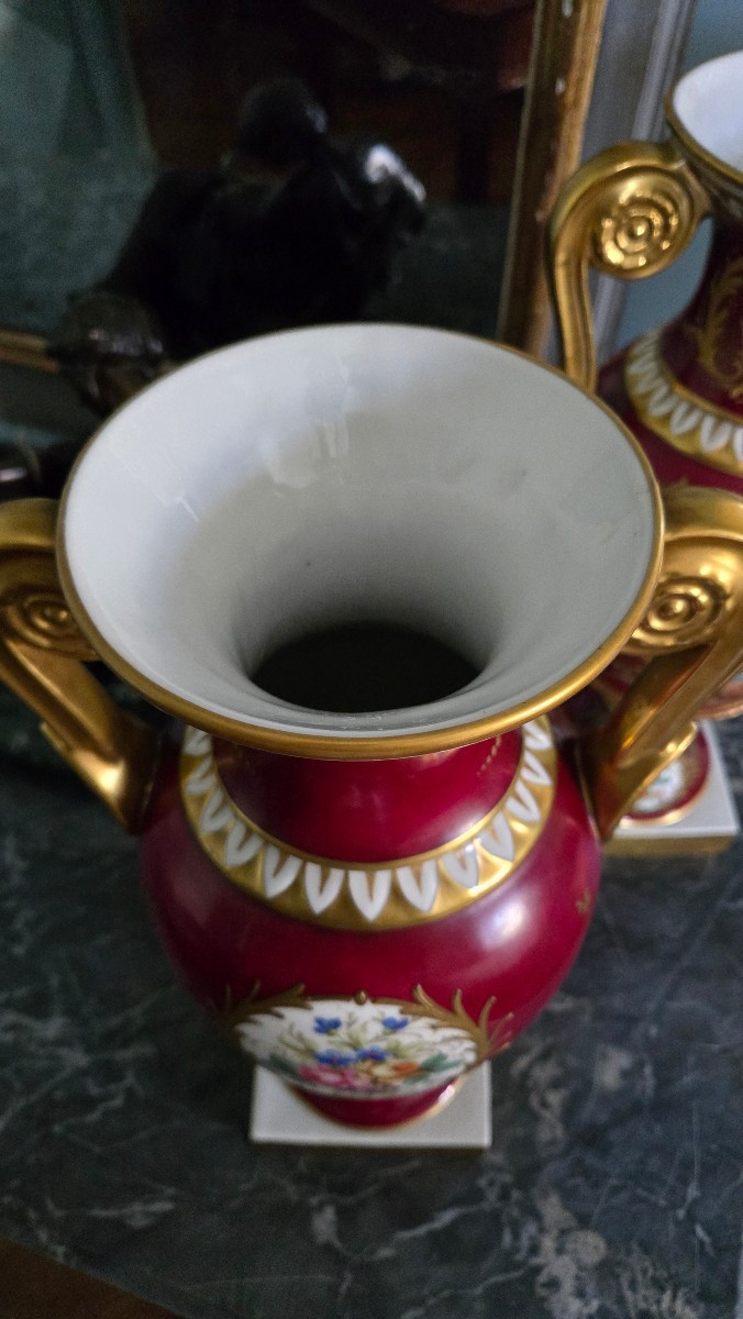 Importante Paire De Vases En Porcelaine De Paris Signés Jules Tiélès – époque Napoléon III -photo-8