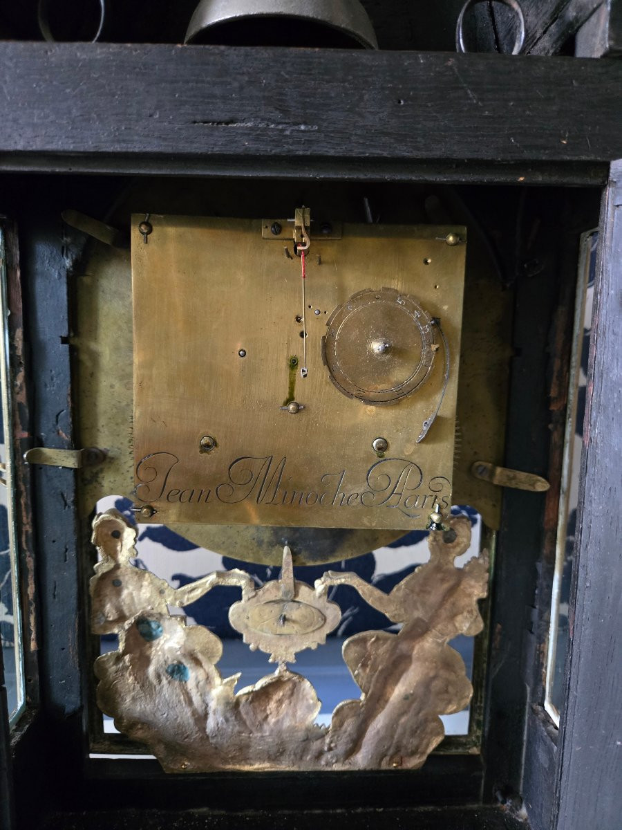 Pendule Religieuse En écaille Rouge Et Bronze Doré, Paris époque Louis XIV-photo-6