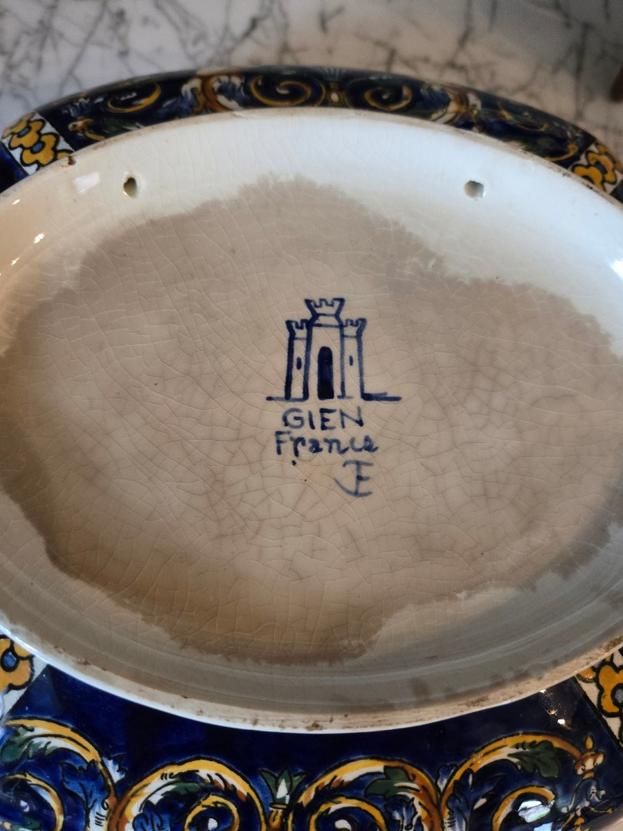 Melonière In Gien Earthenware, "otalian Renaissance" Decoration On A Blue Background, 1941–1950.-photo-1