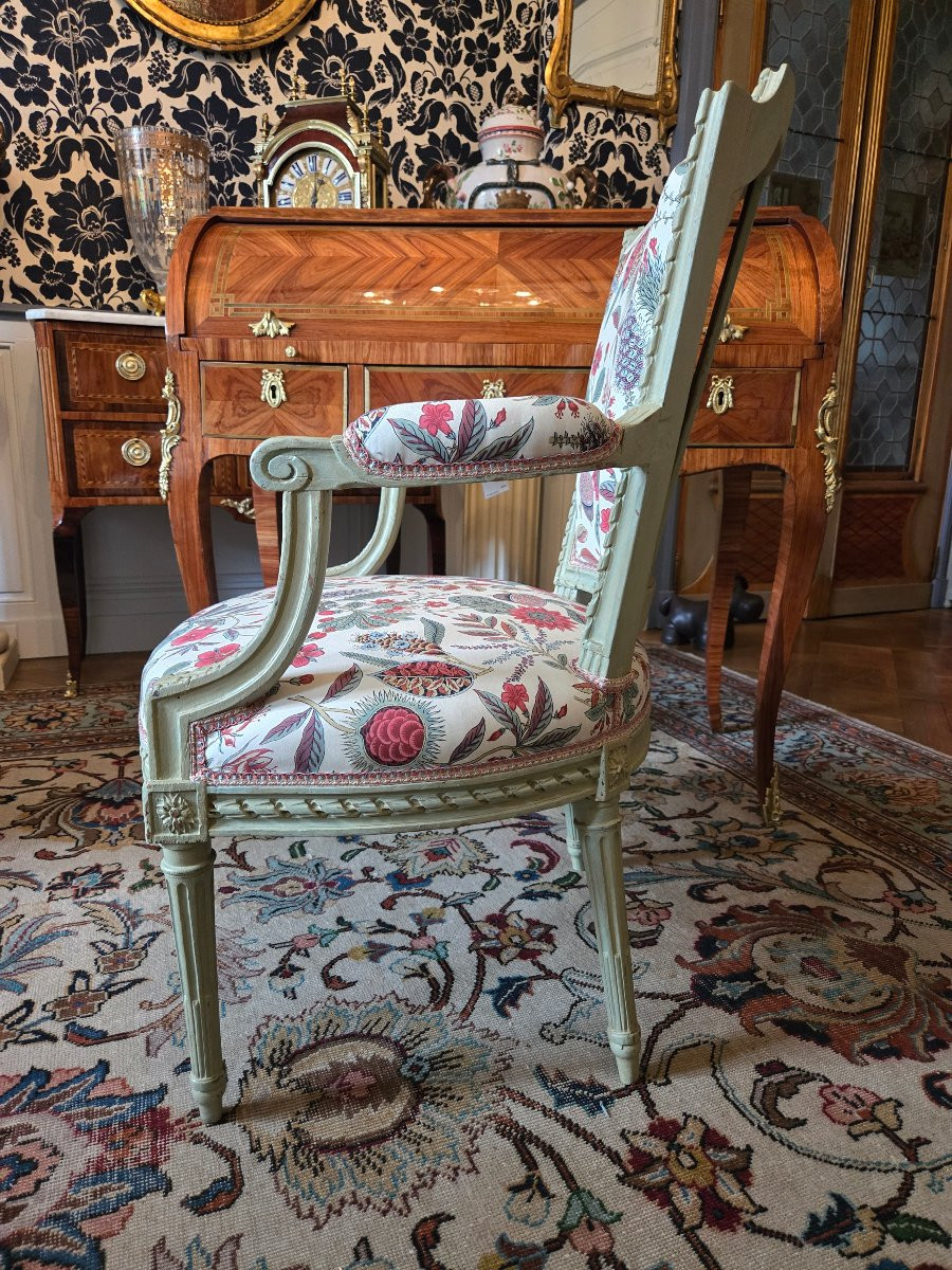 Série De Quatre Fauteuils Cabriolet D’époque Louis XVI Attribués à Jean-baptiste III Lelarge.-photo-4