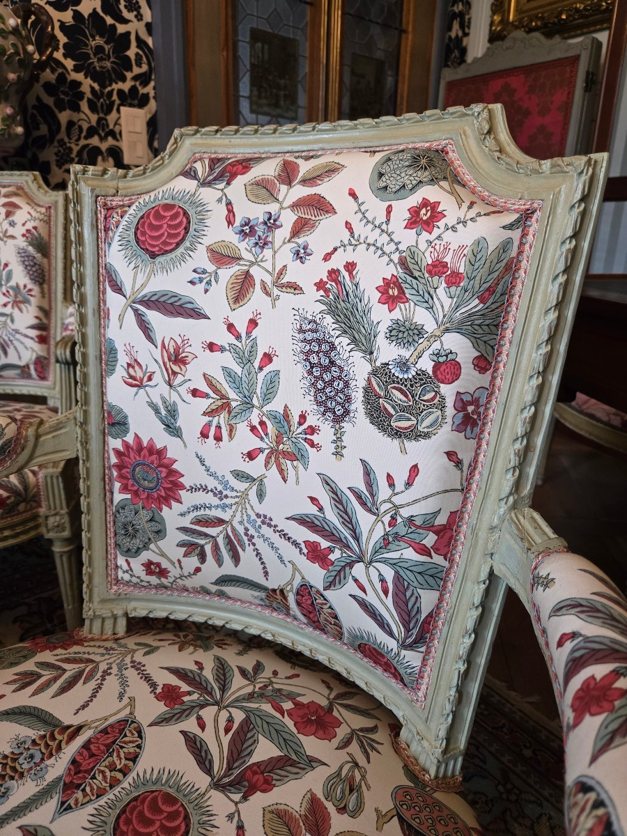 Série De Quatre Fauteuils Cabriolet D’époque Louis XVI Attribués à Jean-baptiste III Lelarge.-photo-6
