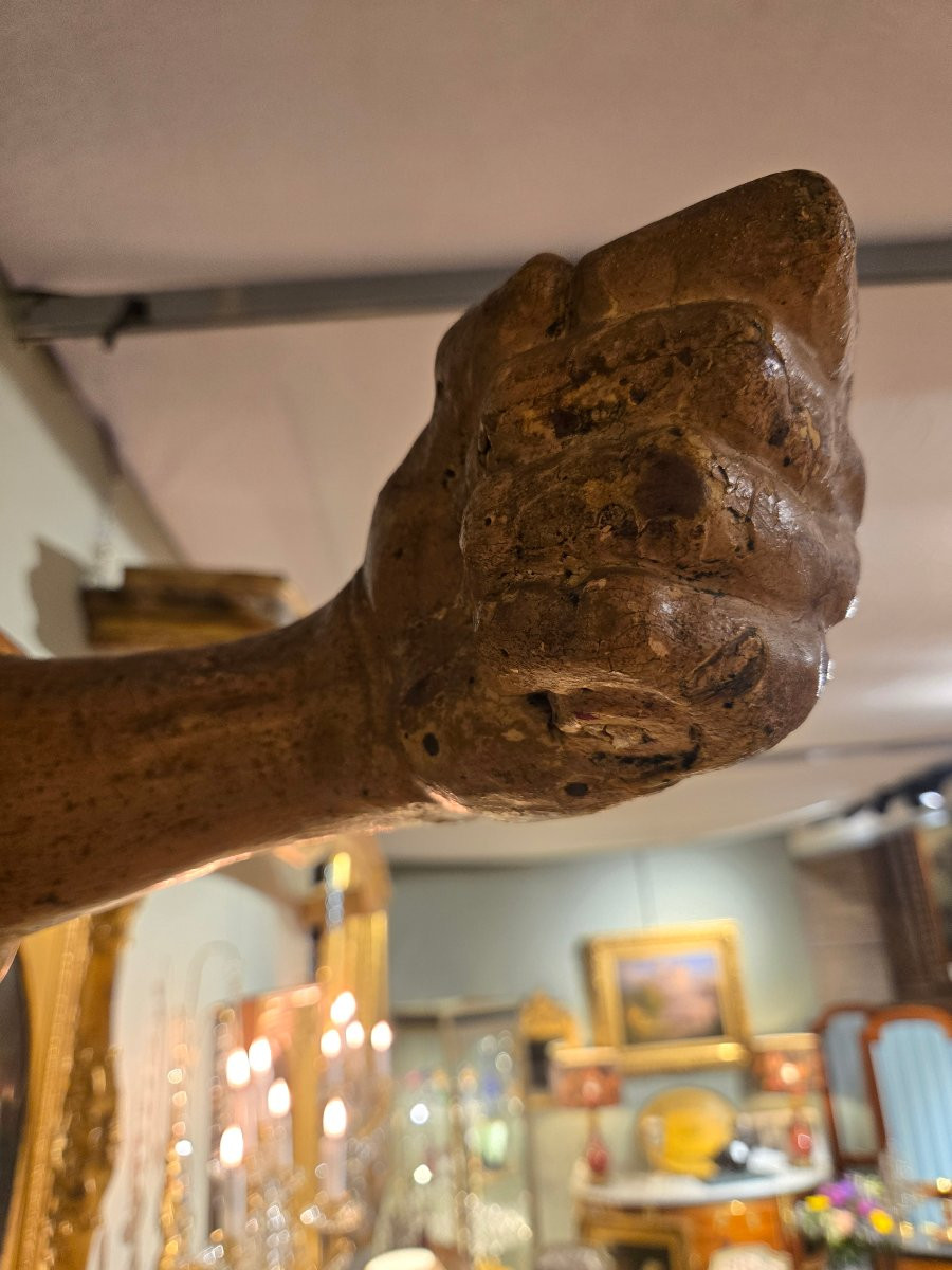 Sculpted, Gilded And Polychrome Wooden Light Arm, Dating From The 17th Century. -photo-1