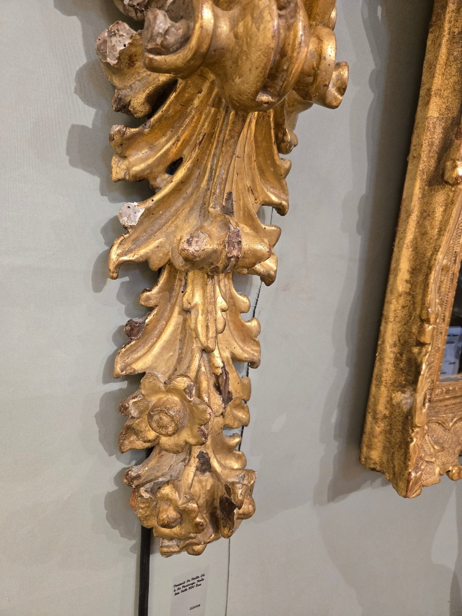 Pair Of Carved And Gilded Softwood Ornamental Falls, Louis XIV – Regency Period.-photo-6