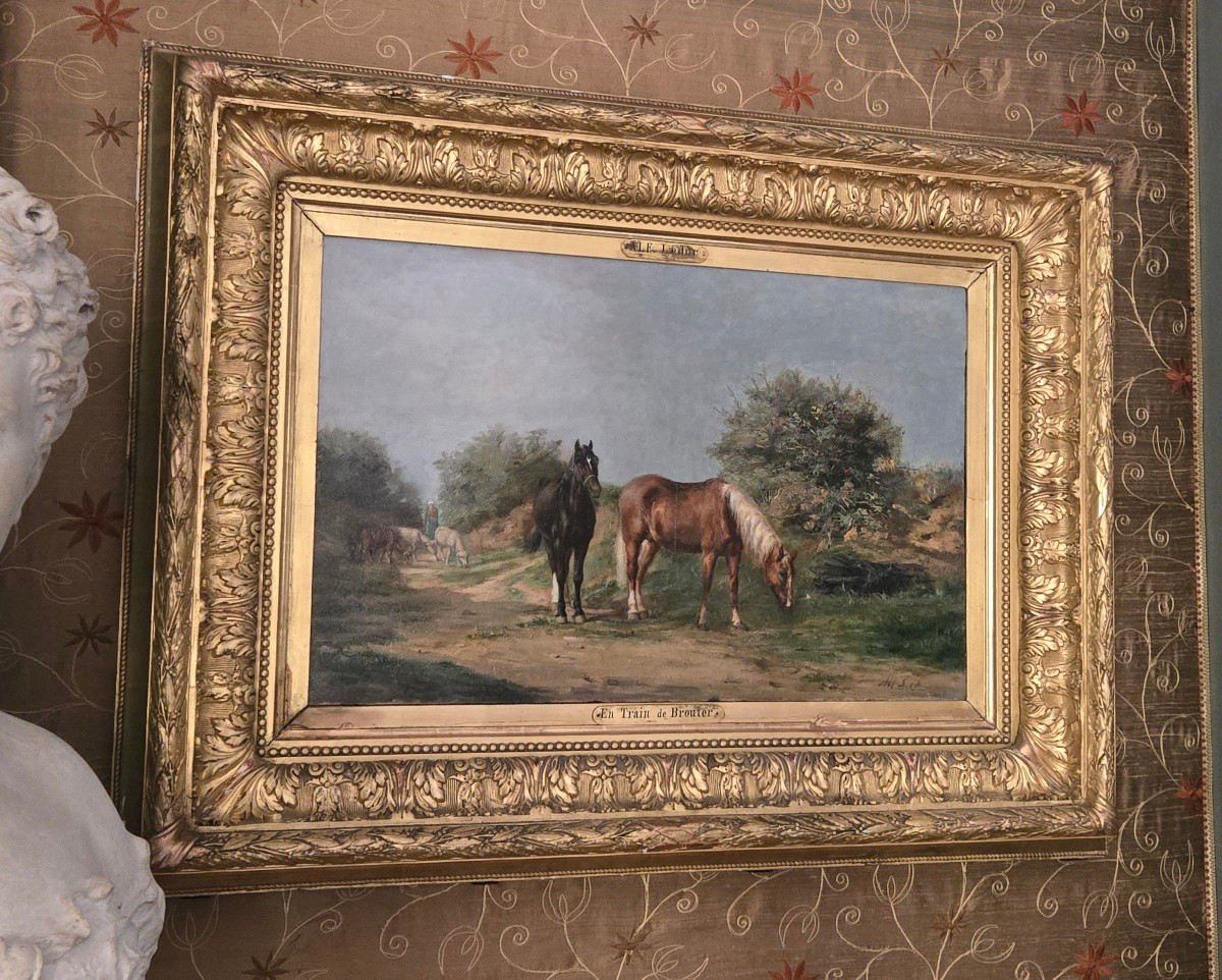 Alfred Leduc (1850–1913) "En train de brouter"   Huile sur toile,signée en bas à droite