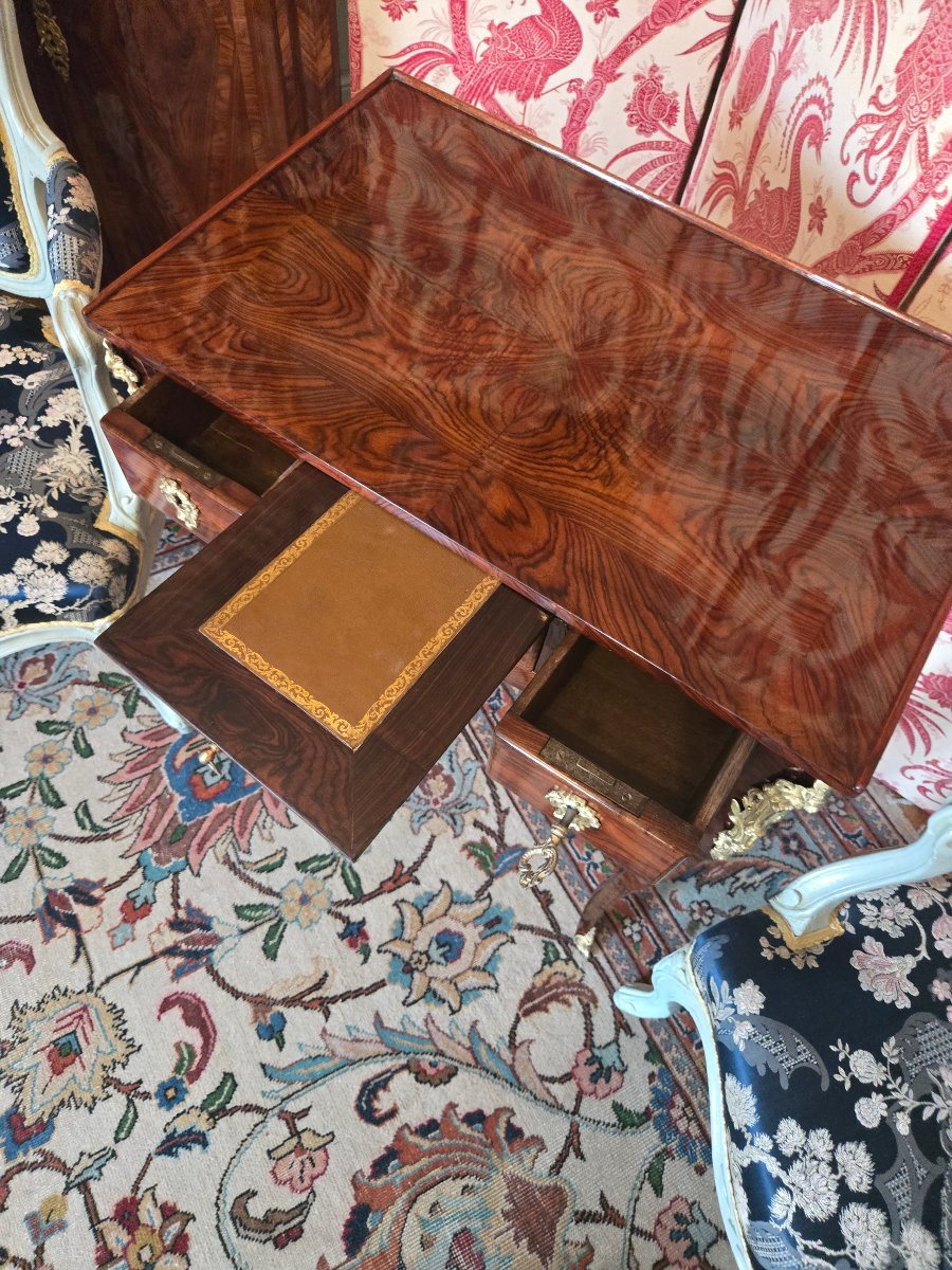 Louis XV Style Living Room Table In Violet Wood, Apocryphal Stamps “fd” And “jme”  -photo-1