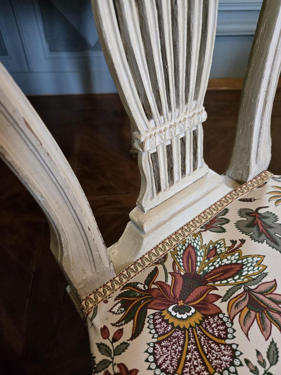 Pair Of Louis XVI Chairs Stamped Jean Avisse With Openwork Backs In Stylized Palmette-photo-7