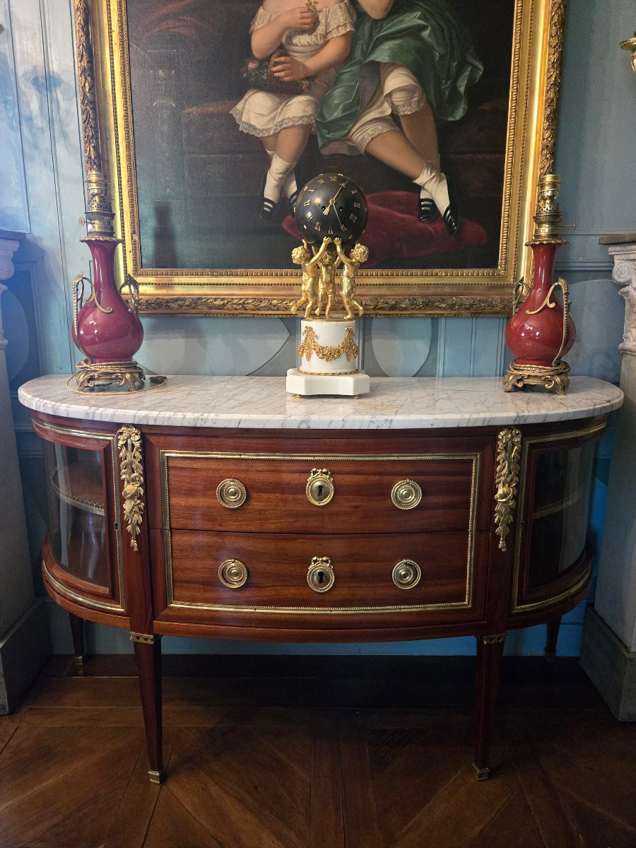 Pendule au globe céleste porté par des putti, style Louis XVI, XIXeme-photo-8