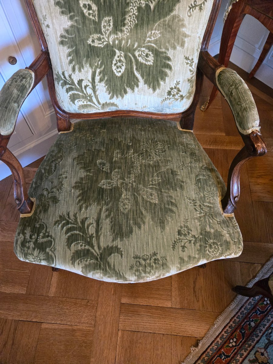 Pair Of Walnut Armchairs, Louis XV Period.-photo-3