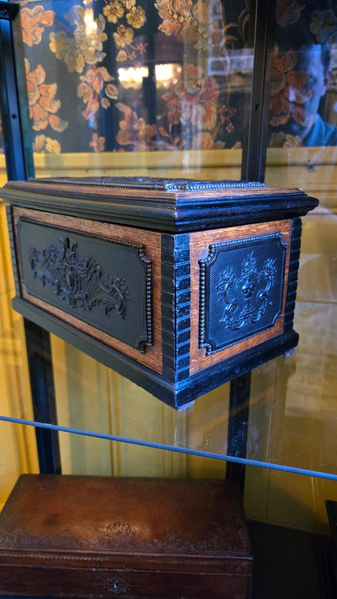 Oak And Gutta-percha Cigar Box, Napoleon III Period-photo-2