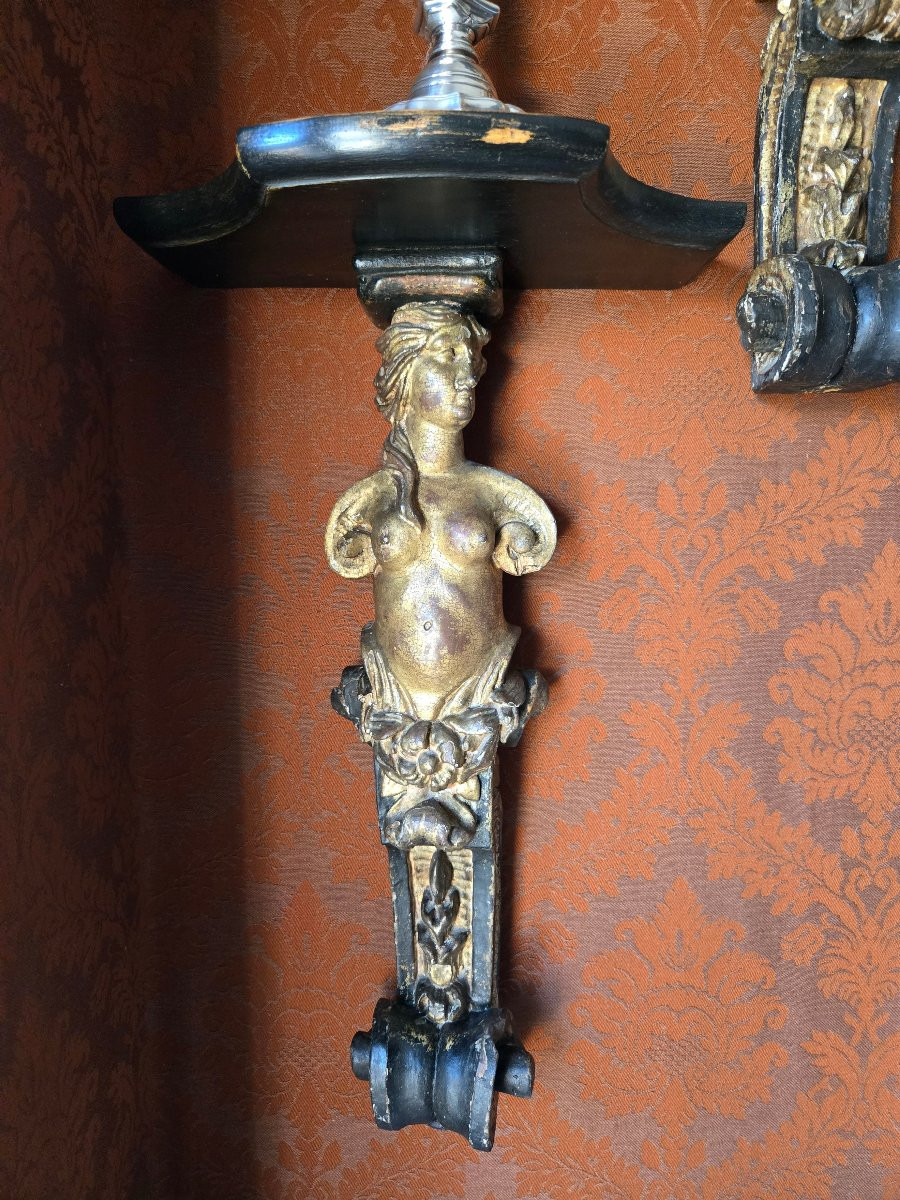  Pair Of Wall Consoles With Female Figures – Italy, Late 17th And Early 18th Century-photo-2
