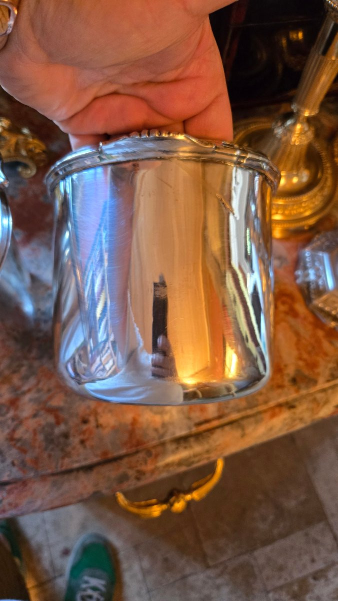 Paire de rafraîchissoirs à bouteilles en bronze argenté – XVIIIe siècle-photo-3