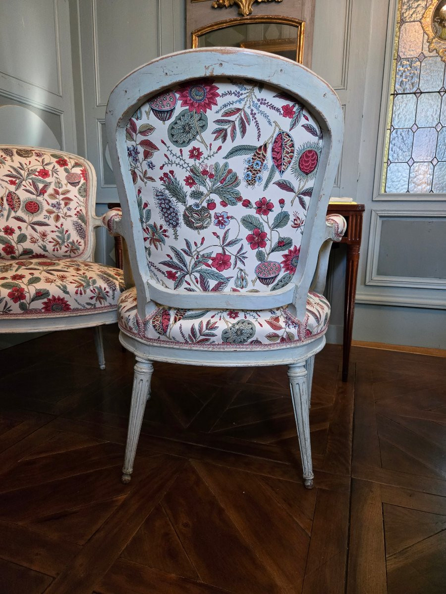 Pair Of Cabriolet Armchairs Attributable To Jacques Pierre Letellier, Master In 1764.  -photo-4