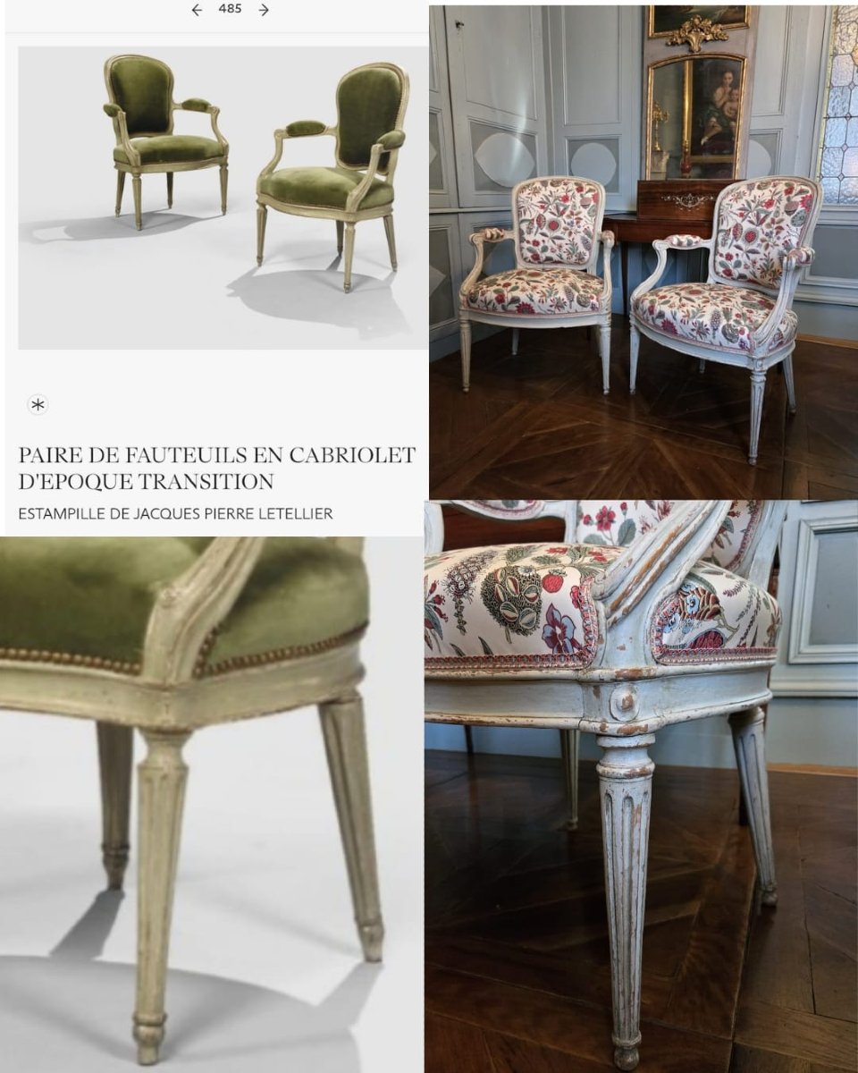 Pair Of Cabriolet Armchairs Attributable To Jacques Pierre Letellier, Master In 1764.  -photo-7