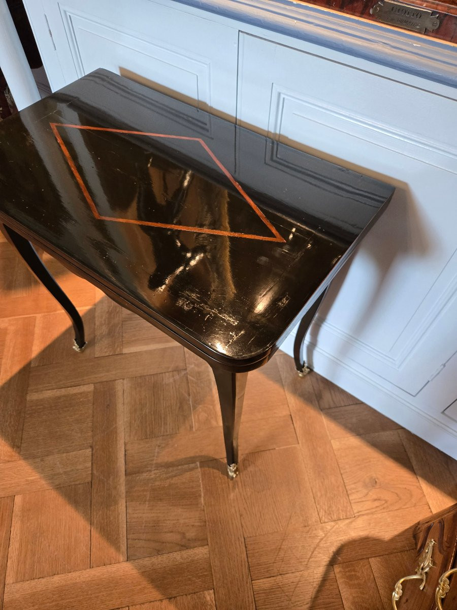 Broken Louis XV Period Game Table In Blackened Wood.-photo-3