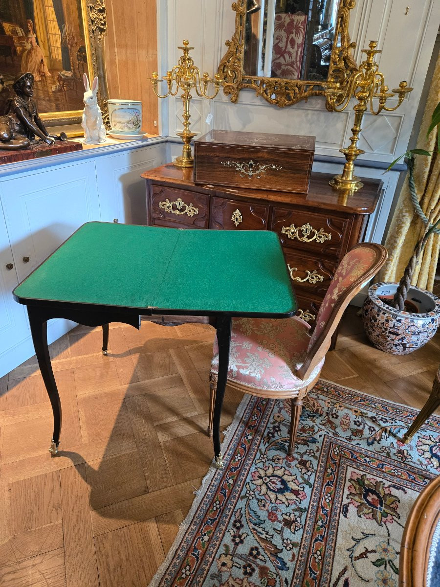 Broken Louis XV Period Game Table In Blackened Wood.-photo-6