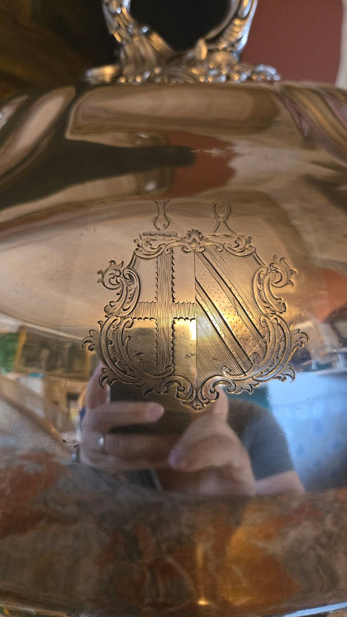 Large Silver-plated Table Bell – Napoleon III, 19th Century-photo-2