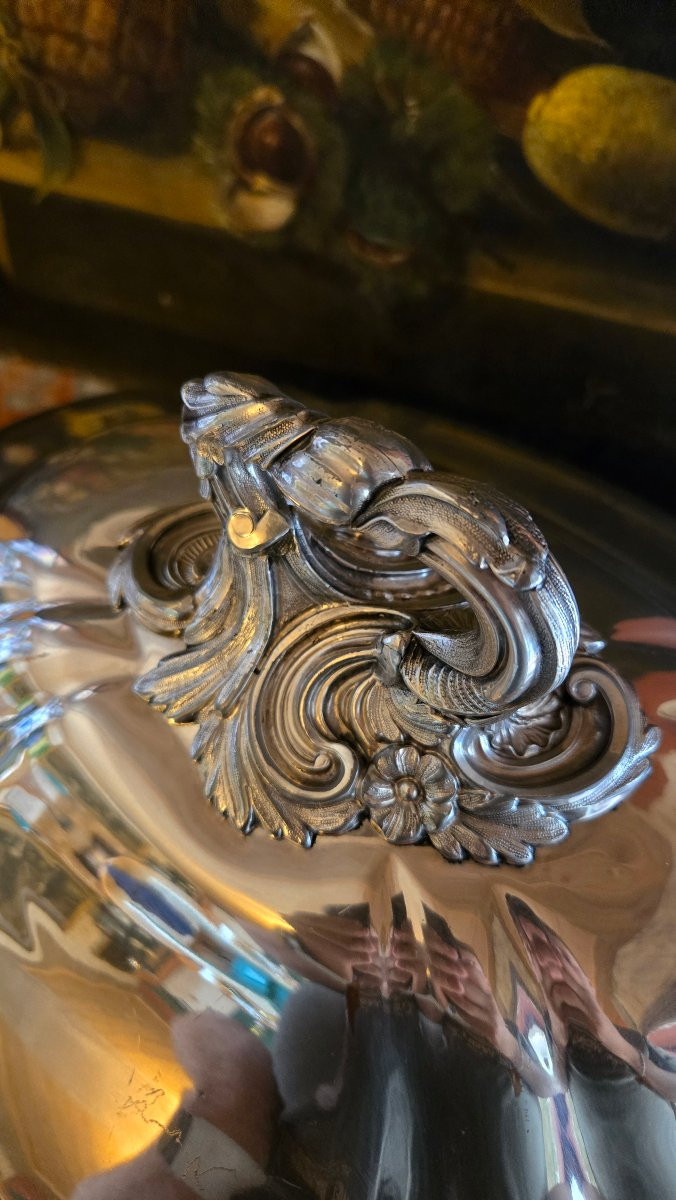 Large Silver-plated Table Bell – Napoleon III, 19th Century-photo-3