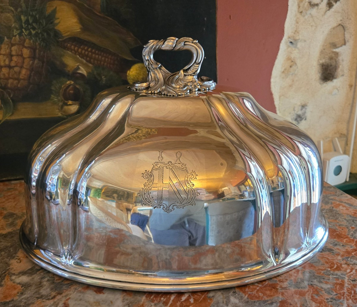 Large Silver-plated Table Bell – Napoleon III, 19th Century
