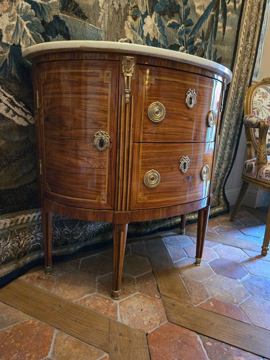 Half-moon Chest Of Drawers From The Louis XVI Period, Parisian Work.  -photo-2