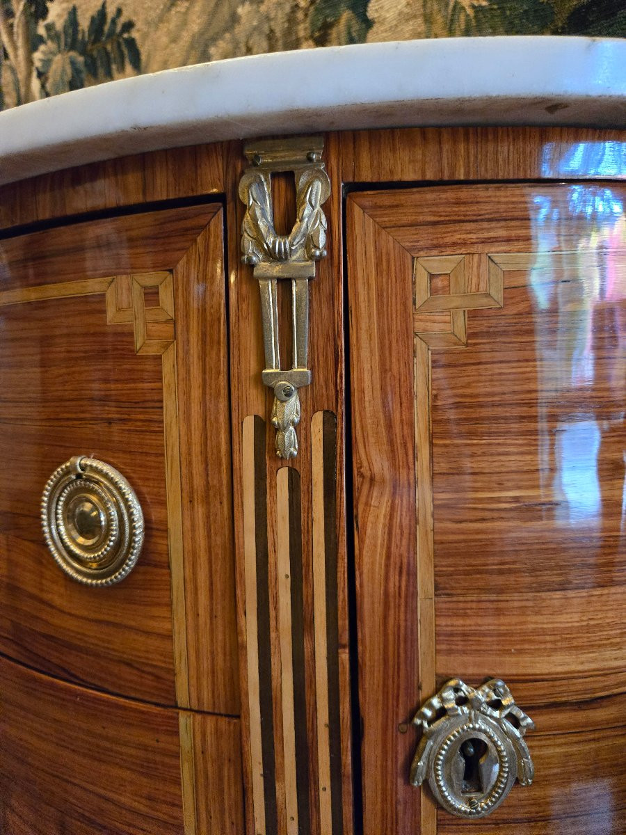Half-moon Chest Of Drawers From The Louis XVI Period, Parisian Work.  -photo-4