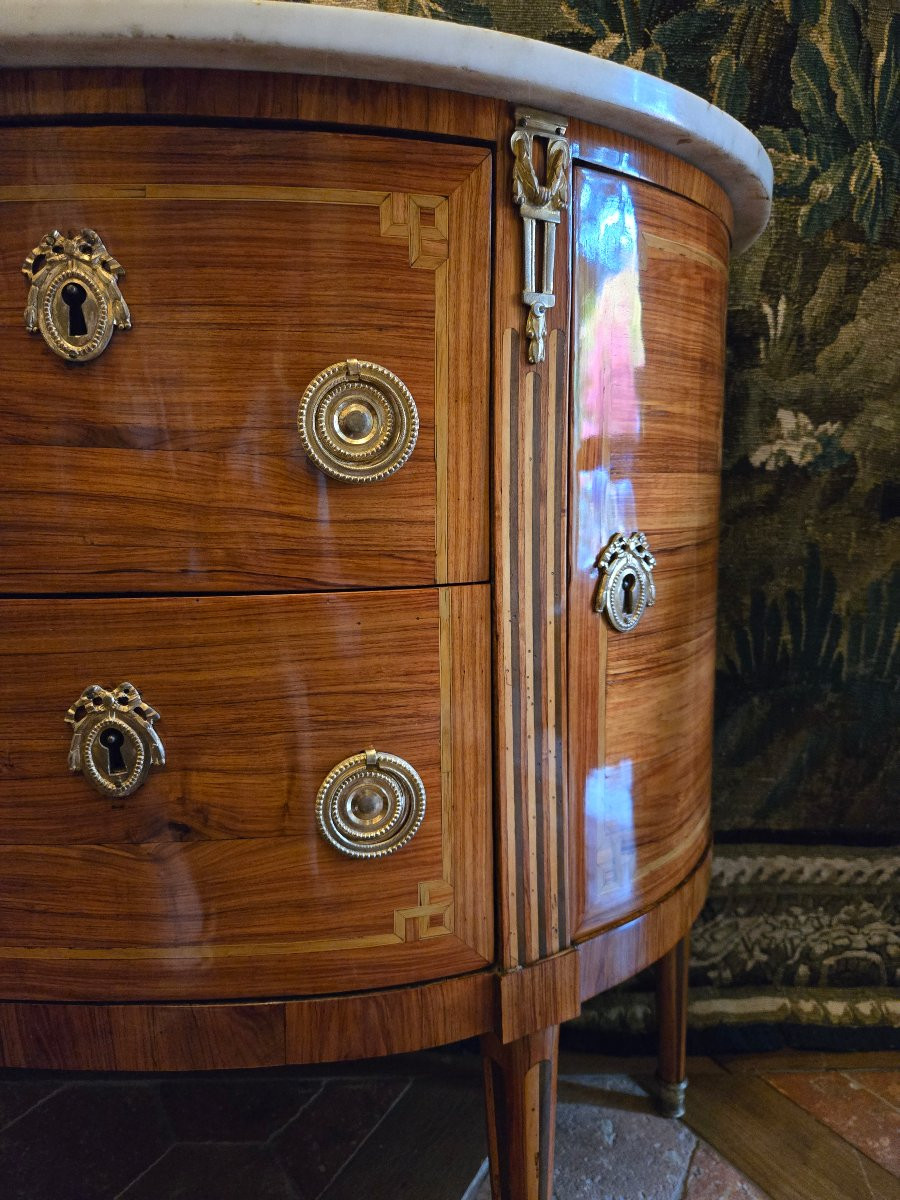 Half-moon Chest Of Drawers From The Louis XVI Period, Parisian Work.  -photo-1