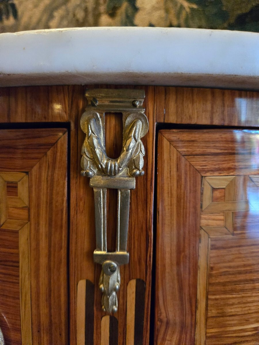 Half-moon Chest Of Drawers From The Louis XVI Period, Parisian Work.  -photo-3