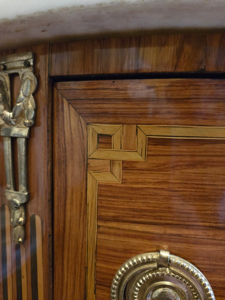 Half-moon Chest Of Drawers From The Louis XVI Period, Parisian Work.  -photo-4