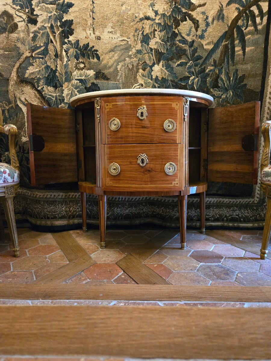 Half-moon Chest Of Drawers From The Louis XVI Period, Parisian Work.  -photo-5