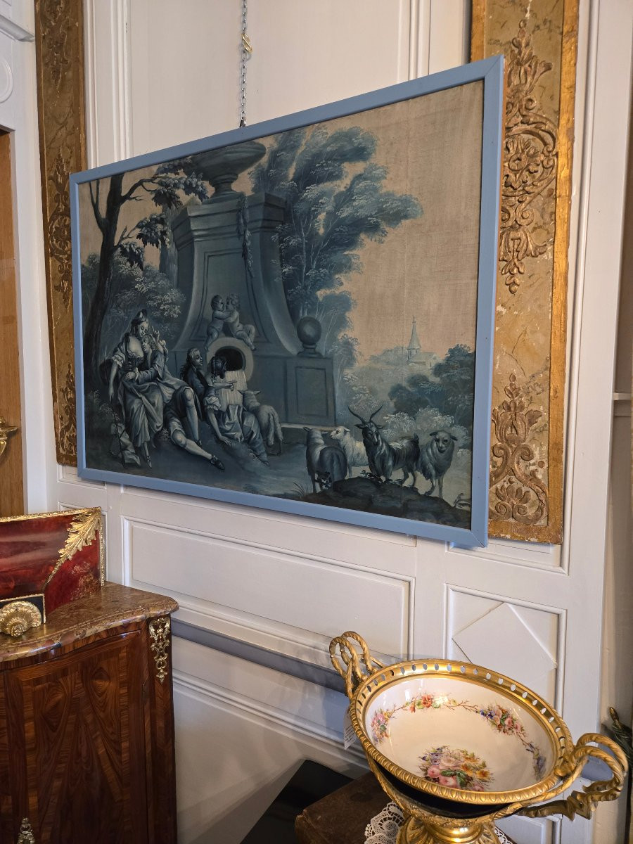 Dessus-de-porte (2) — France, XVIIIe siècle, travail d’un suiveur de Christophe Huet .-photo-4