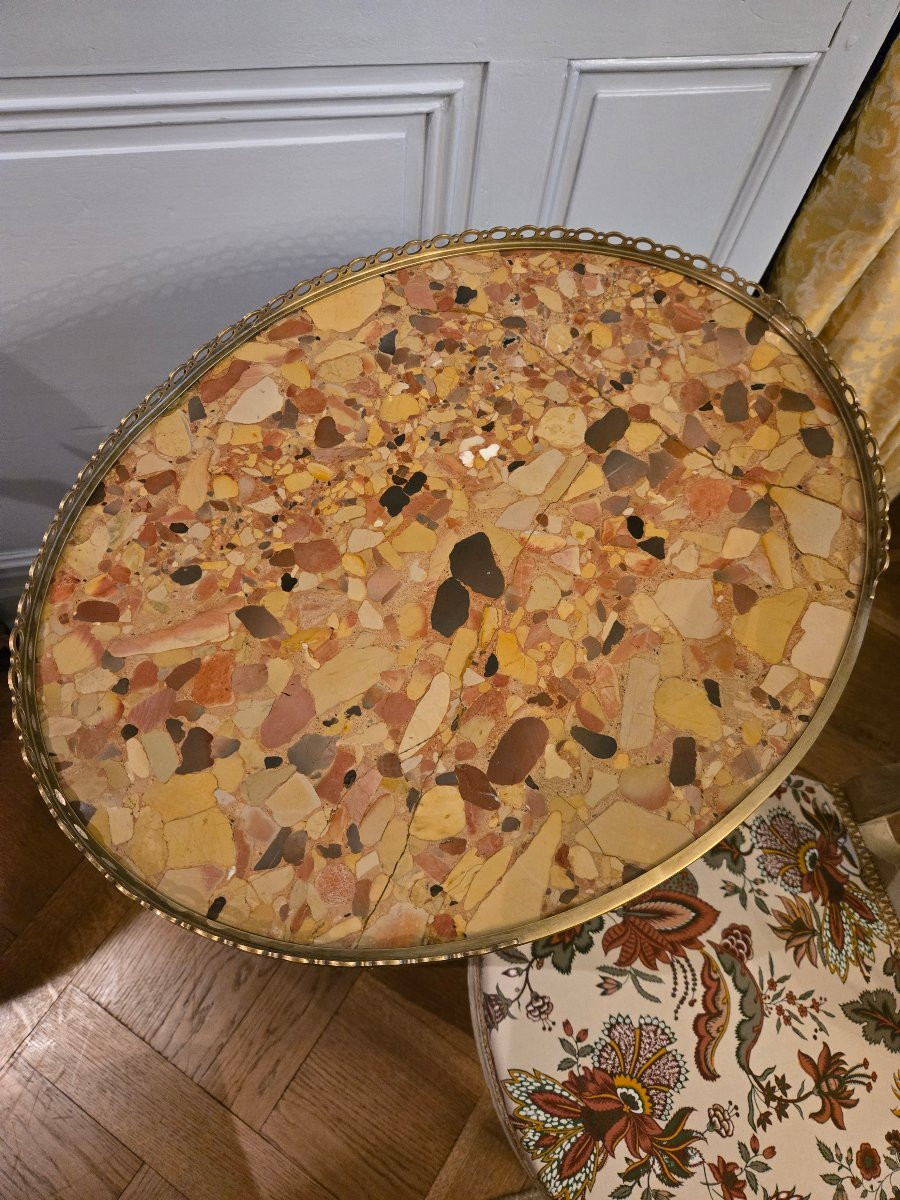 Oval Cabaret Table In Aleppo Breccia, Louis XVI Period.  -photo-4
