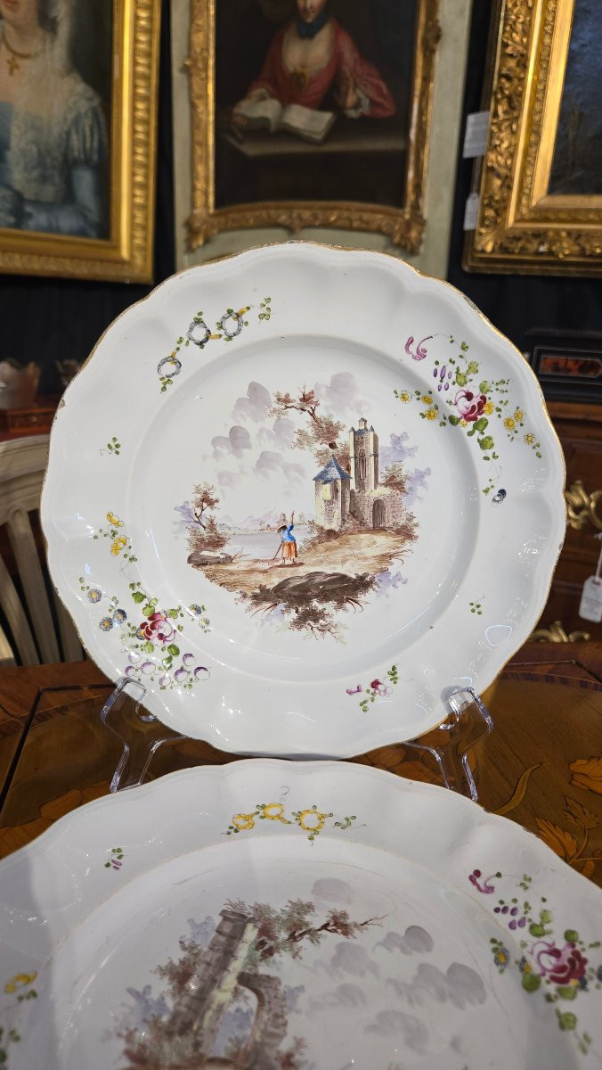 Pair Of Höchst Earthenware Plates, 18th Century-photo-2