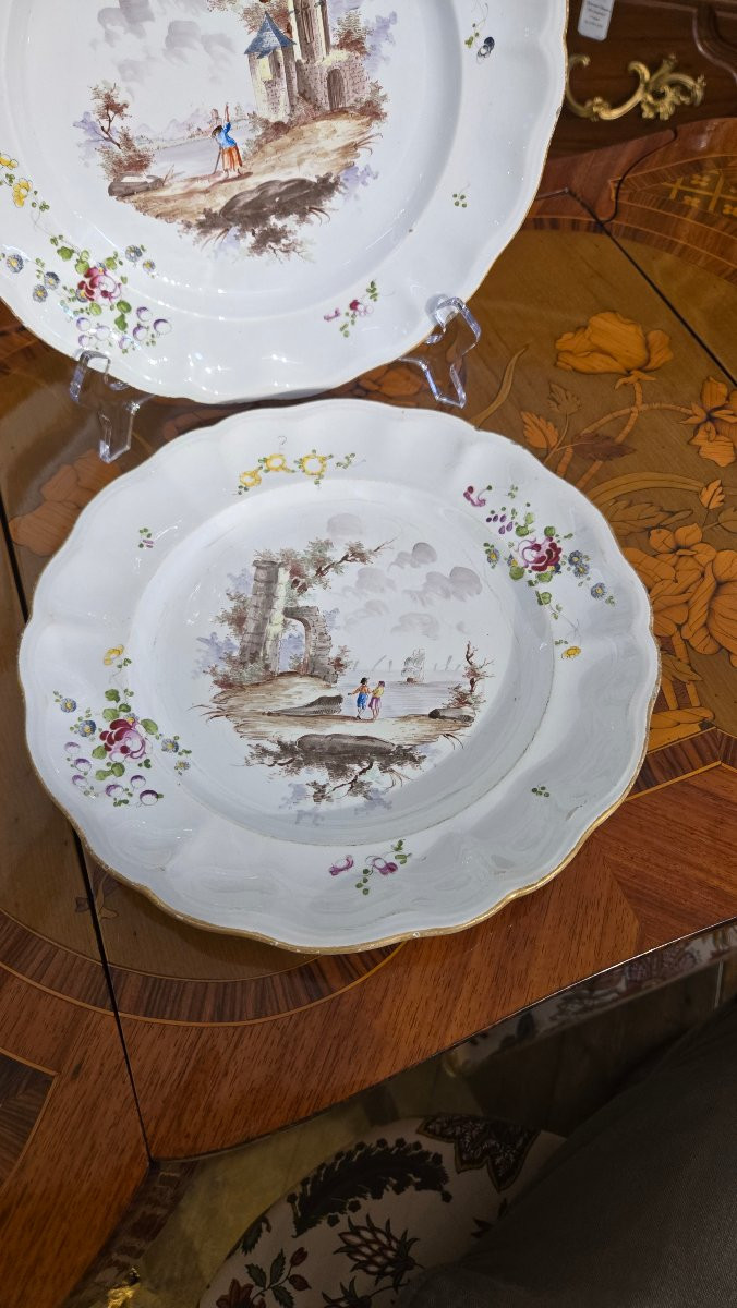 Pair Of Höchst Earthenware Plates, 18th Century-photo-3