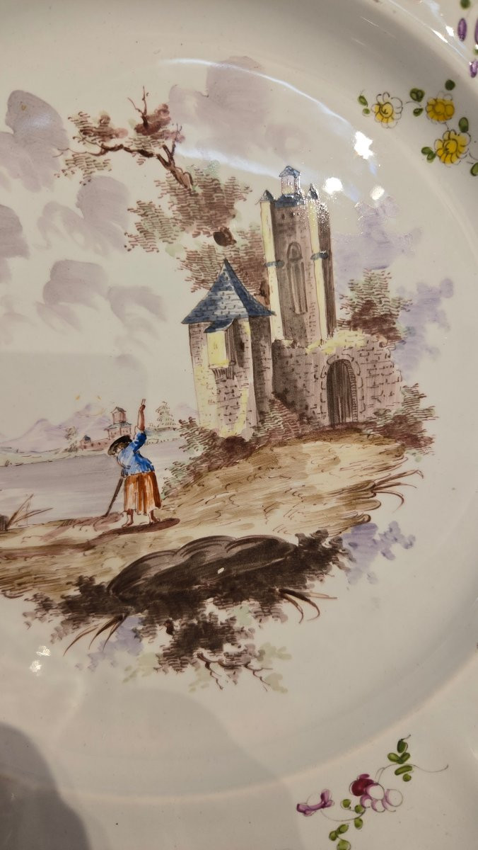 Pair Of Höchst Earthenware Plates, 18th Century-photo-1