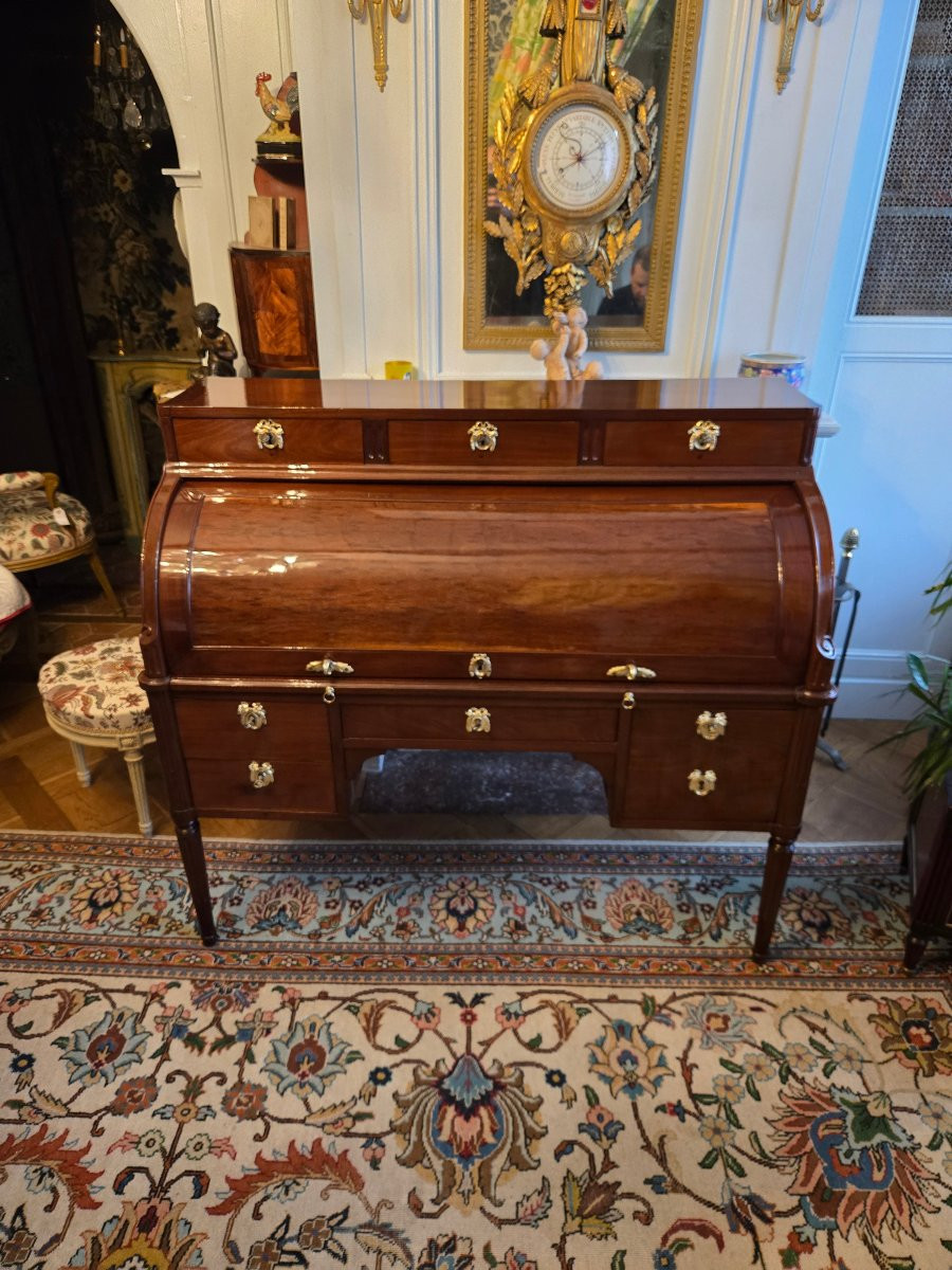 Louis XVI Period Cylinder Desk – Stamped J. Manser And Jme.  -photo-2