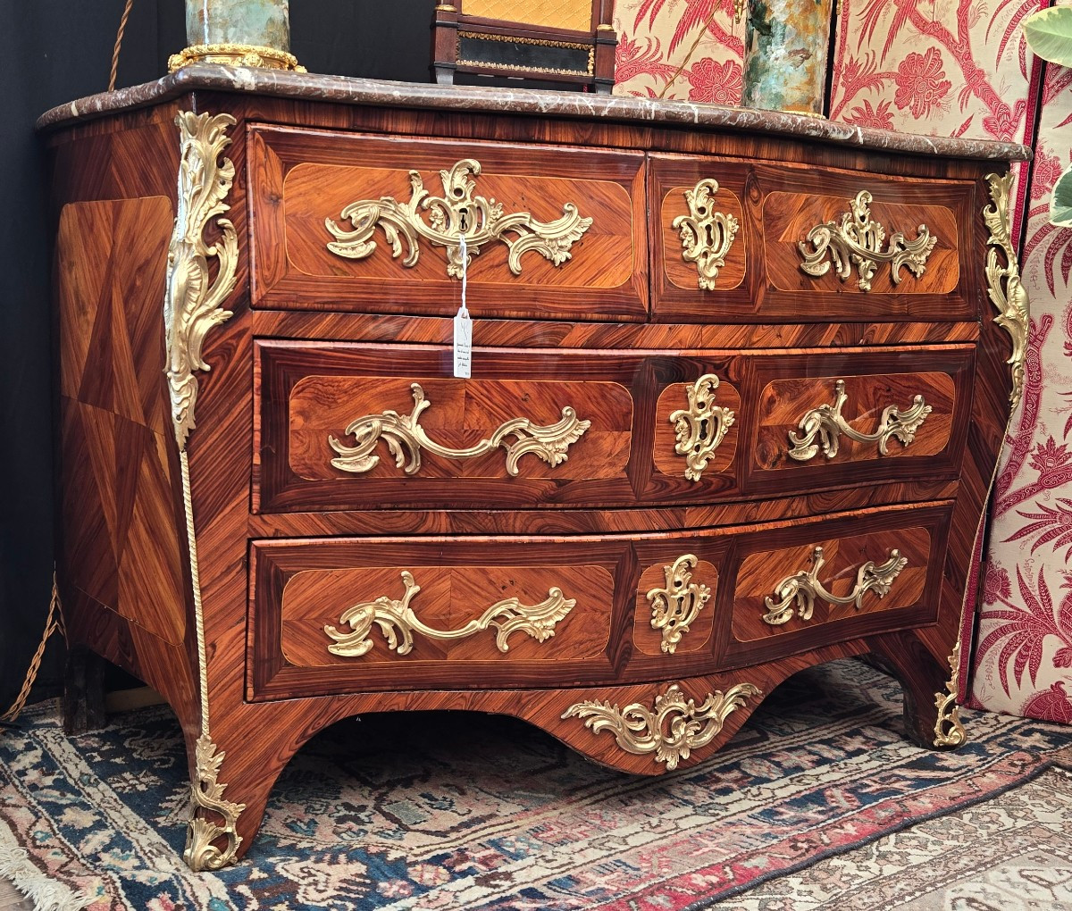 Curved Chest Of Drawers Stamped By Jean-baptiste Hedouin, Paris, Louis XV Period, Circa 1755.  