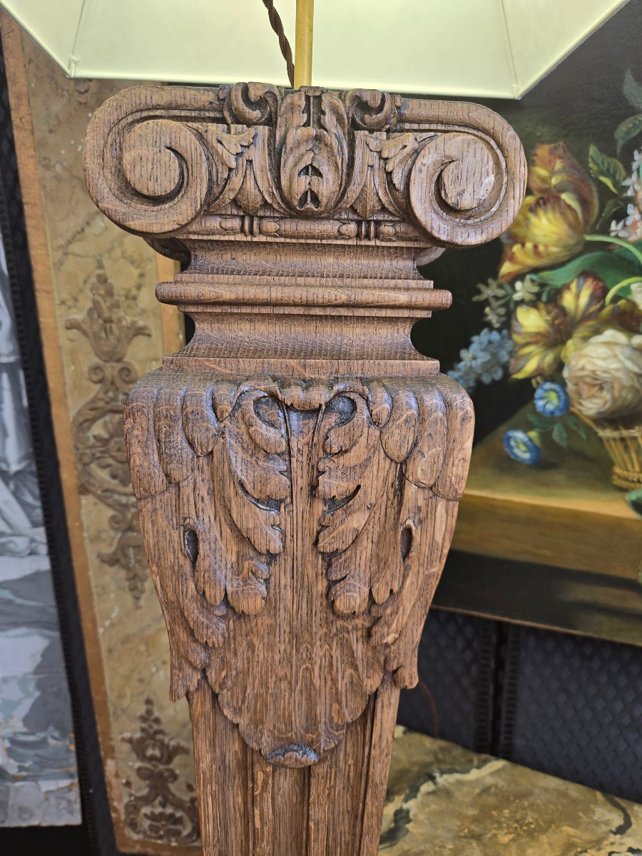 Paire de lampes à partir de balustres d’architecte en chêne sculpté – XIXᵉ siècle.  -photo-4
