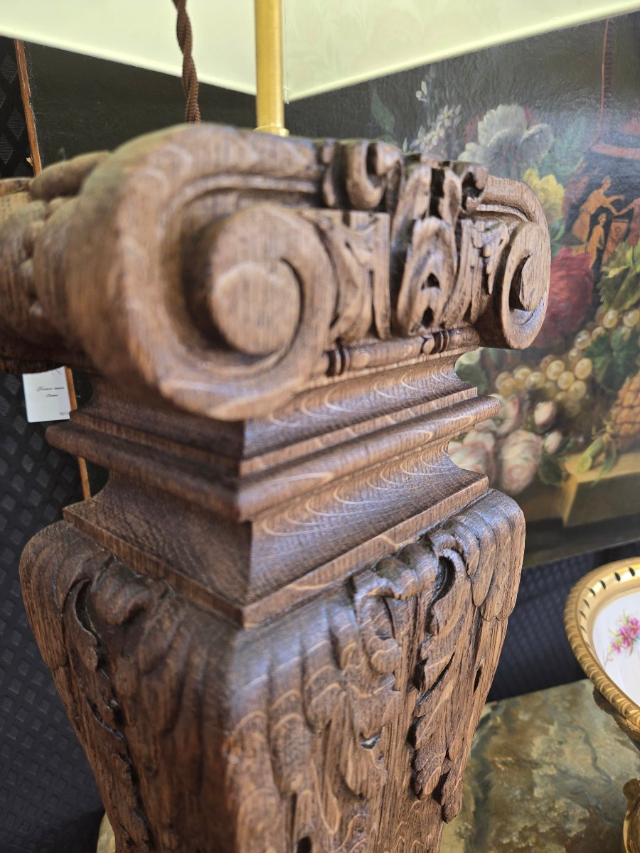 Paire de lampes à partir de balustres d’architecte en chêne sculpté – XIXᵉ siècle.  -photo-6