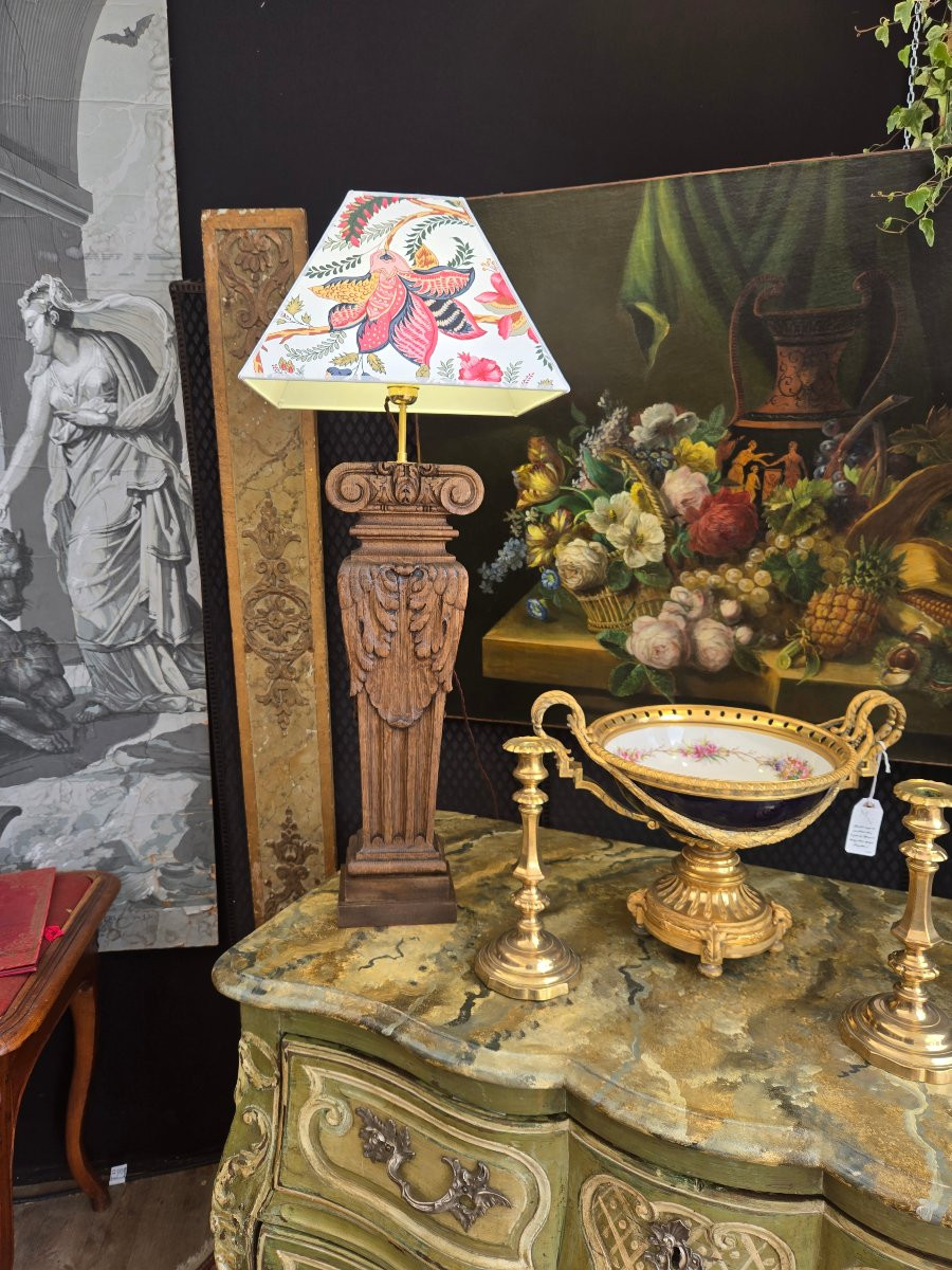 Paire de lampes à partir de balustres d’architecte en chêne sculpté – XIXᵉ siècle.  -photo-7