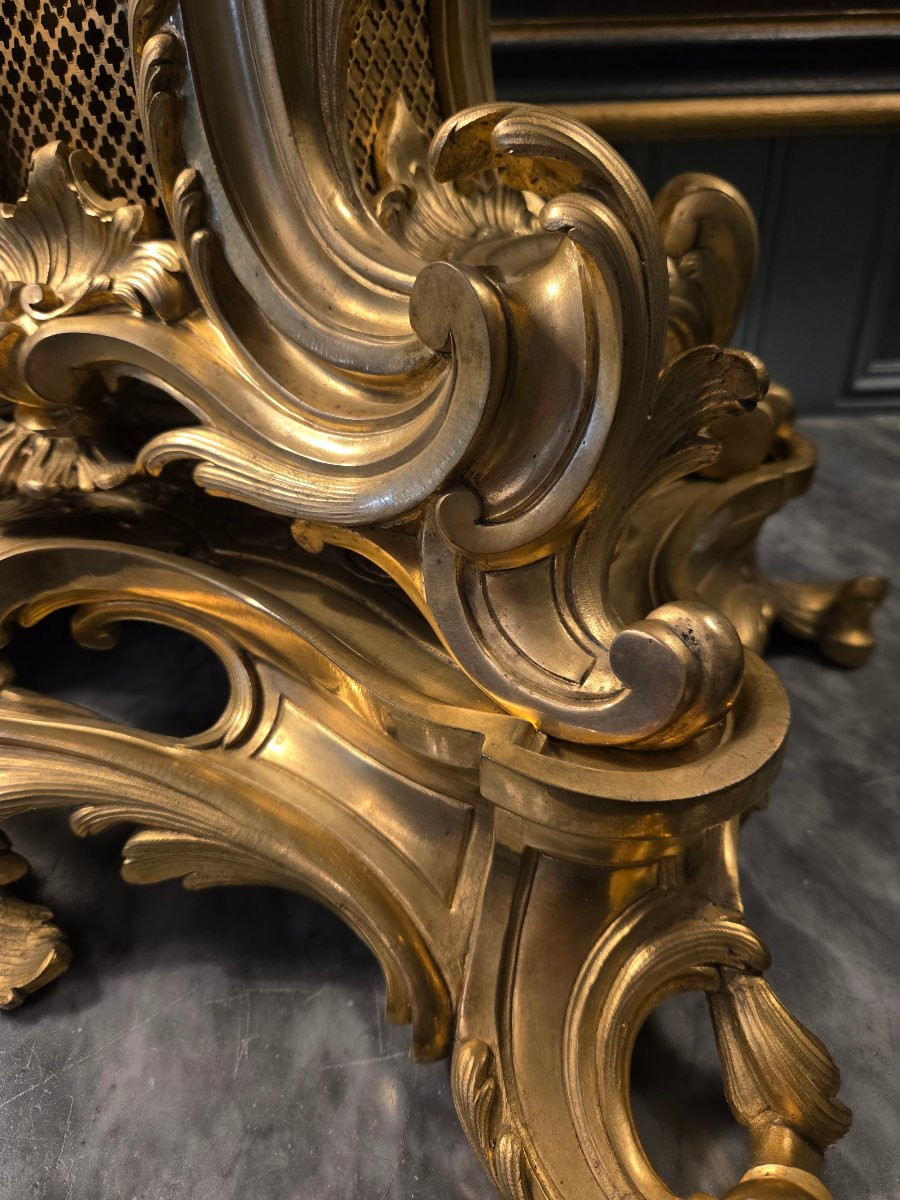 Grand cartel à poser en bronze ciselé et doré, époque Napoléon III .-photo-3