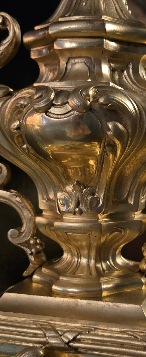 Grand cartel à poser en bronze ciselé et doré, époque Napoléon III .-photo-5