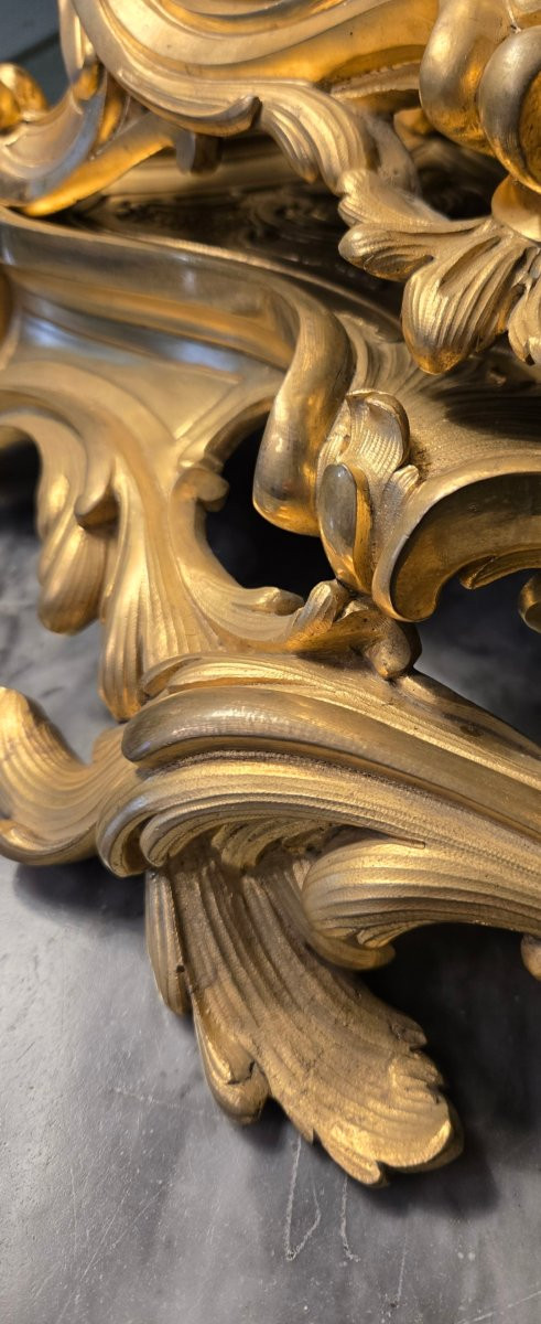 Grand cartel à poser en bronze ciselé et doré, époque Napoléon III .-photo-6