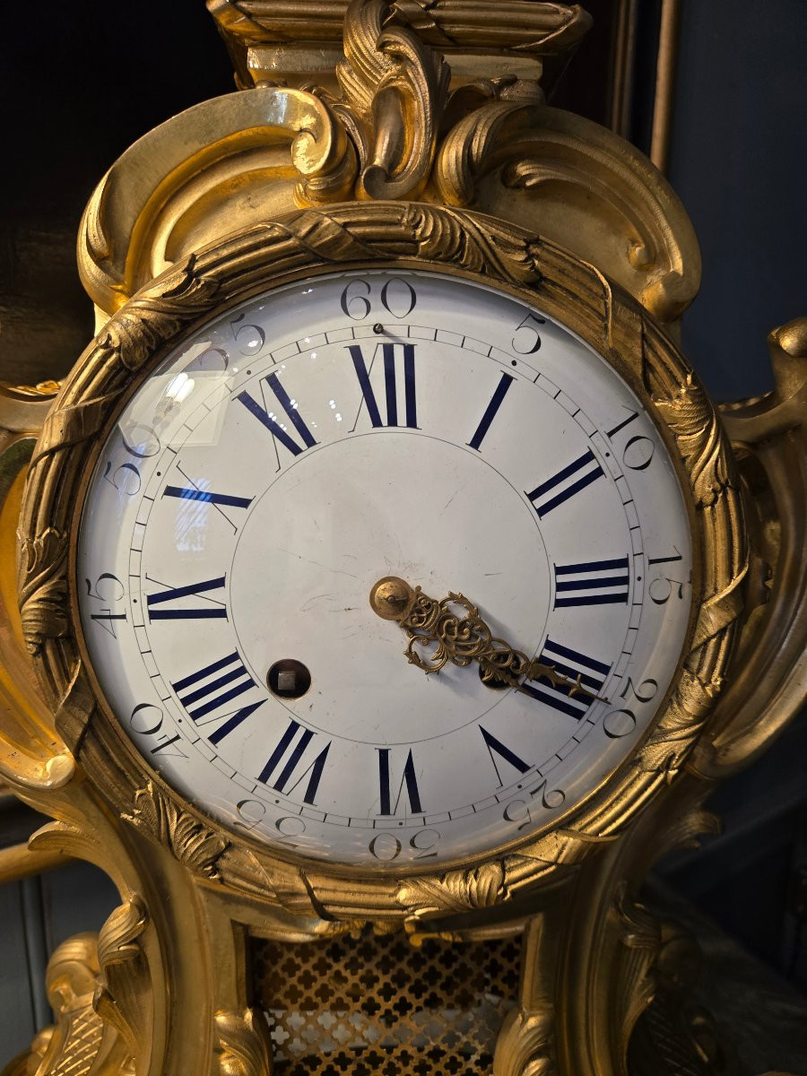 Grand cartel à poser en bronze ciselé et doré, époque Napoléon III .-photo-7