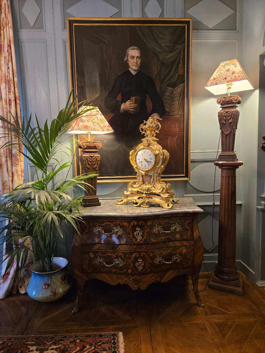 Grand cartel à poser en bronze ciselé et doré, époque Napoléon III .-photo-8