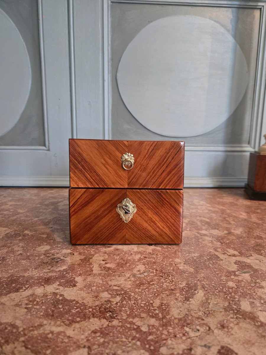 Louis XVI Period Cube Marquetry Perfume And Ointment Box.  -photo-3