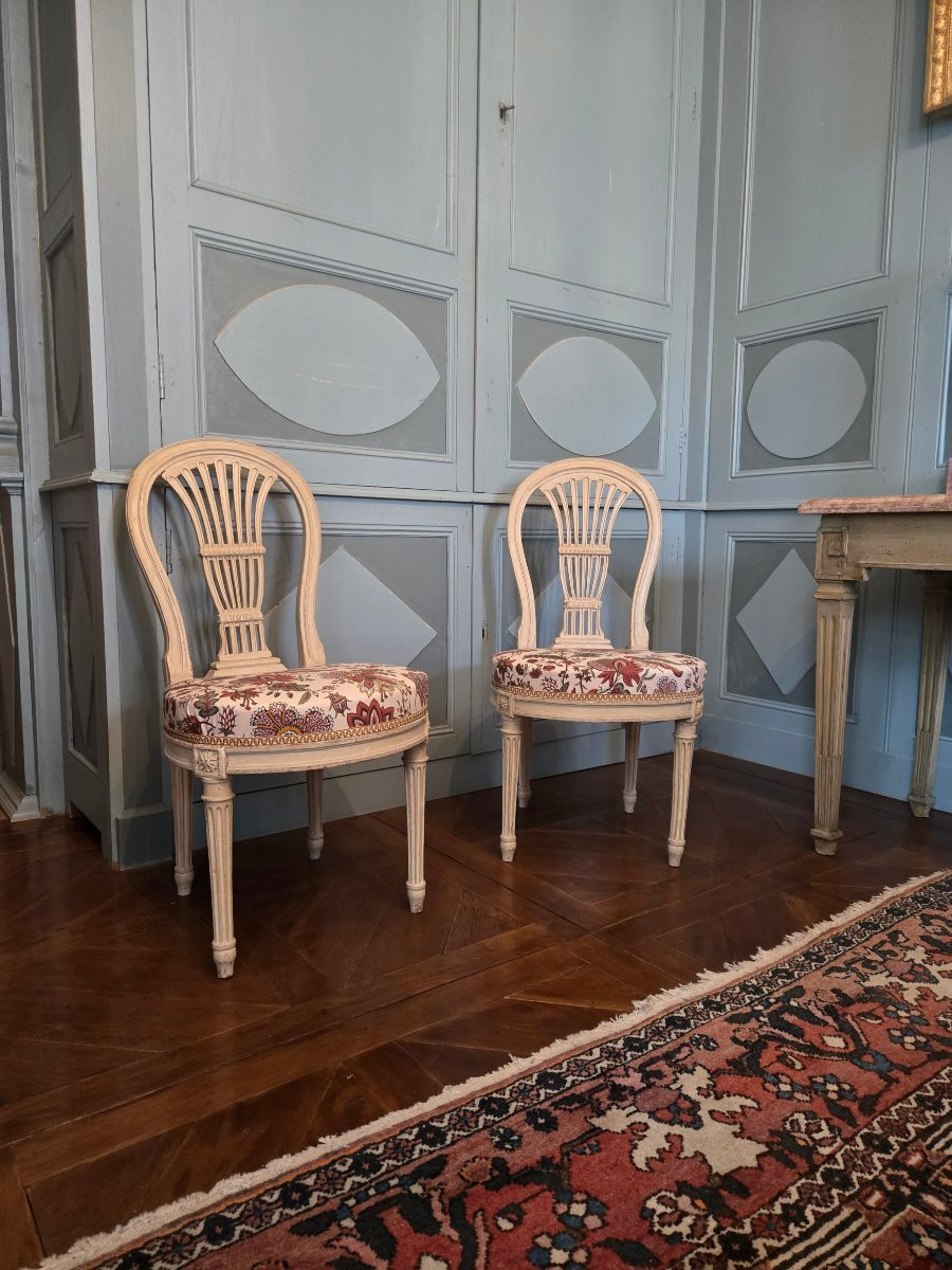 Jean Avisse, paire de chaises d’époque Louis XVI.  -photo-8