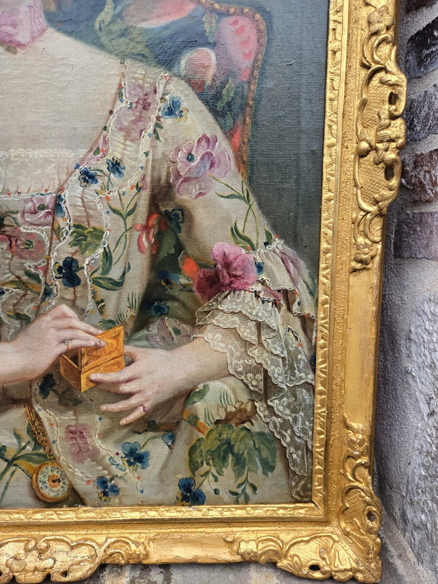 Presumed Portrait Of Jeanne Victoire De Crespy, Lady Of Chauvigné, French School, Circa 1755-photo-2