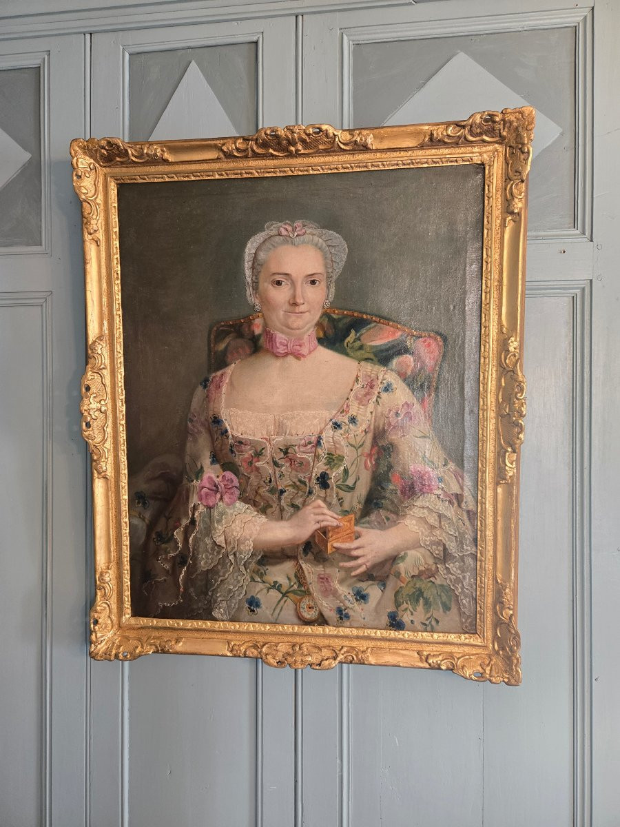 Presumed Portrait Of Jeanne Victoire De Crespy, Lady Of Chauvigné, French School, Circa 1755-photo-7